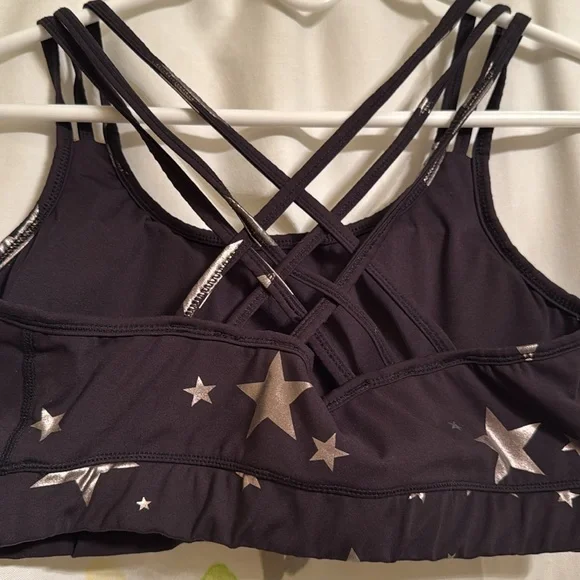 Black sports bra with silver stars size L - Picture 2 of 3